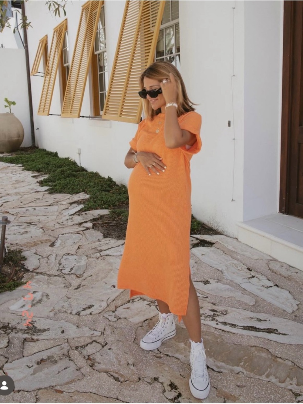 Pink Blush Maternity Rib Knit Midi Dress (not only maternity)